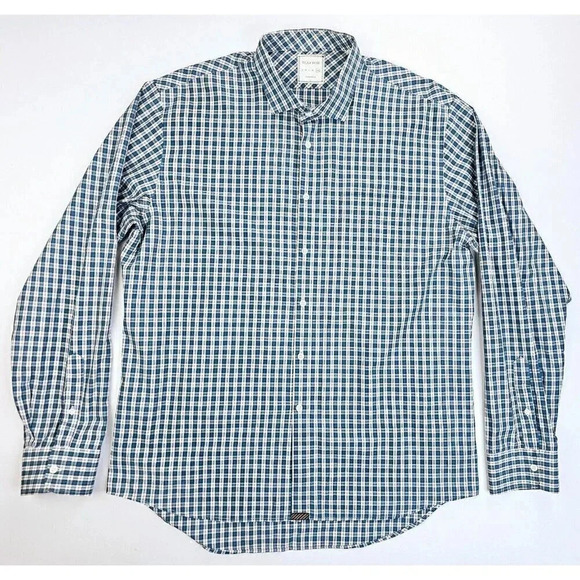 Billy Reid Standard Cut Size 2XL Men's Green White Burgundy Trim Spread Collar - Picture 5 of 11